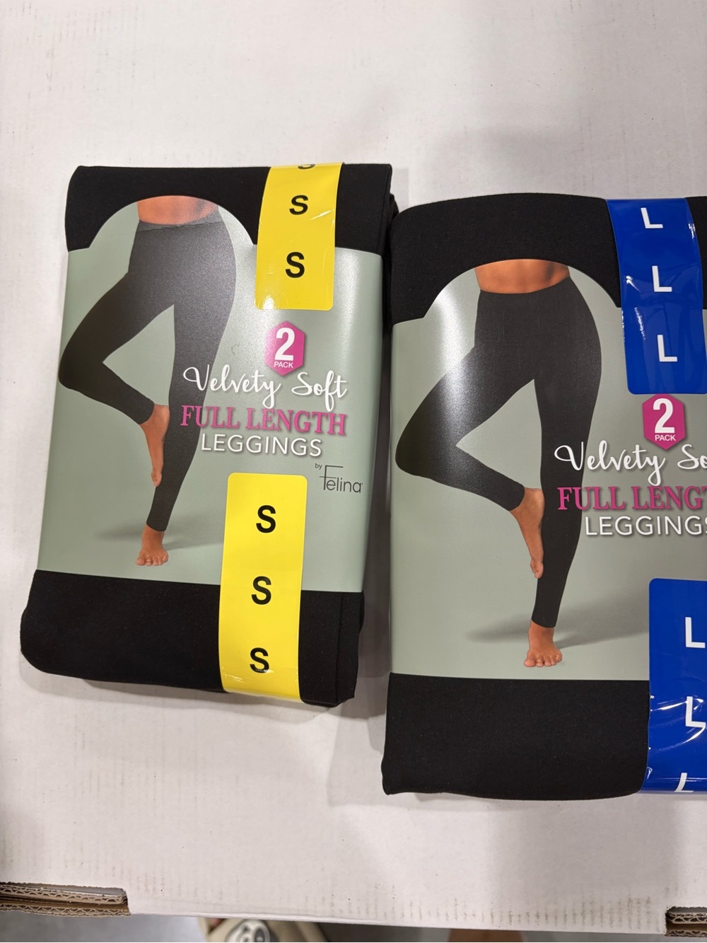 Felina Black Velvety Soft Full Length Leggings black new 2 pack